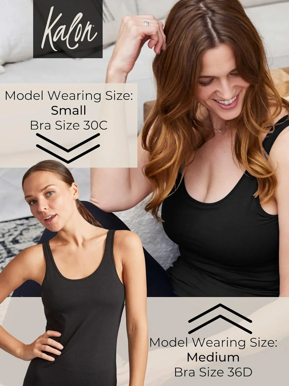Kalon Women's 4-Pack Modern Busty Shelf Bra Cami Base Layer Camisole Tank Top