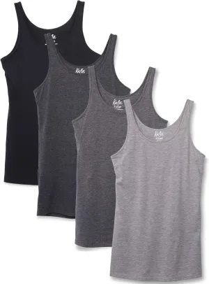 Kalon Women's 4-Pack Modern Busty Shelf Bra Cami Base Layer Camisole Tank Top
