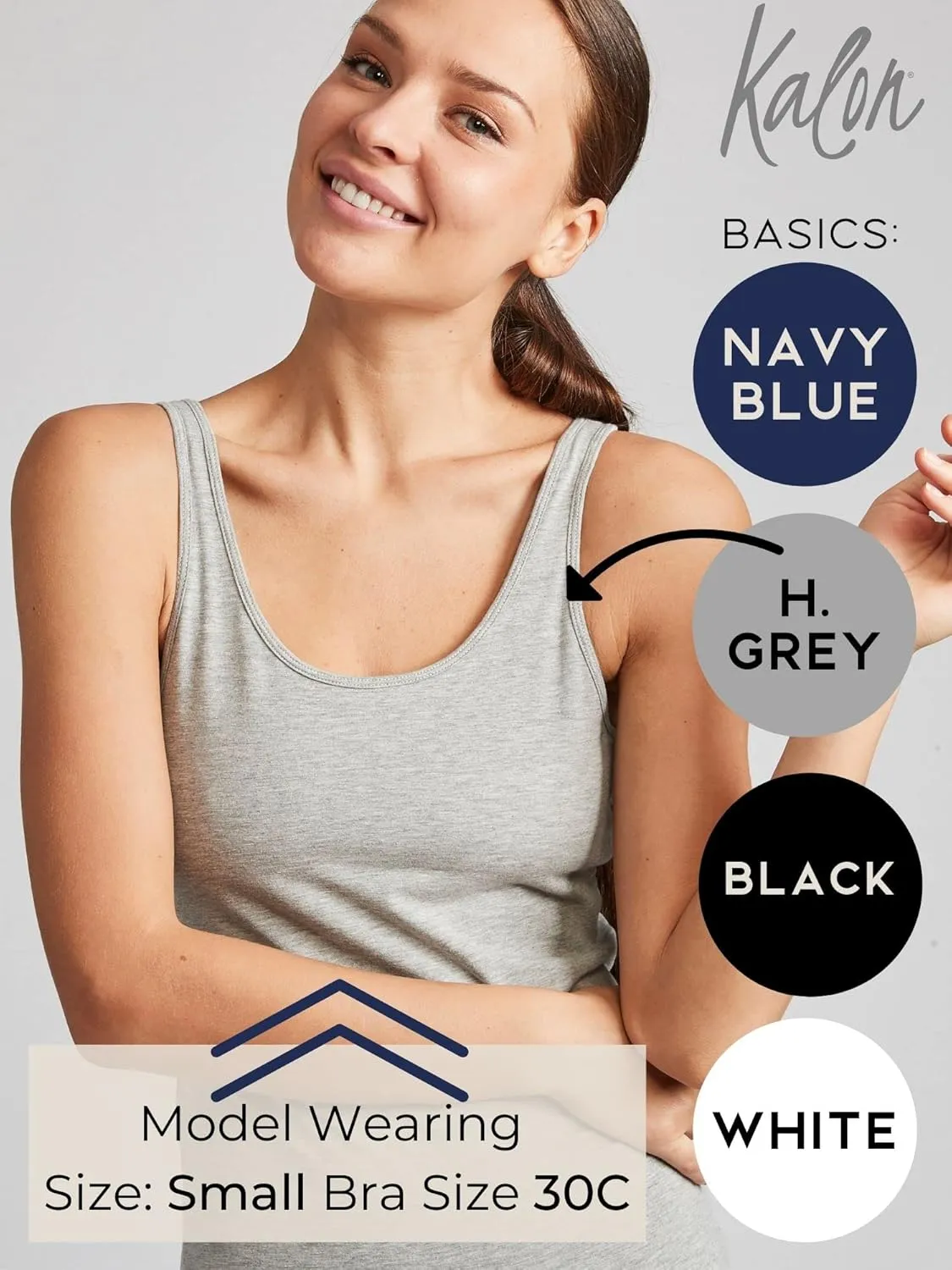 Kalon Women's 4-Pack Modern Busty Shelf Bra Cami Base Layer Camisole Tank Top