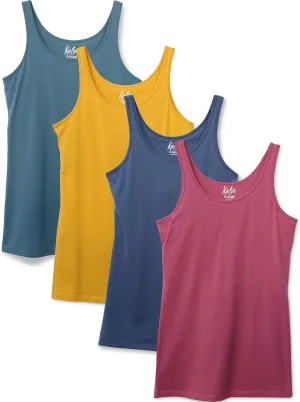 Kalon Women's 4-Pack Modern Busty Shelf Bra Cami Base Layer Camisole Tank Top
