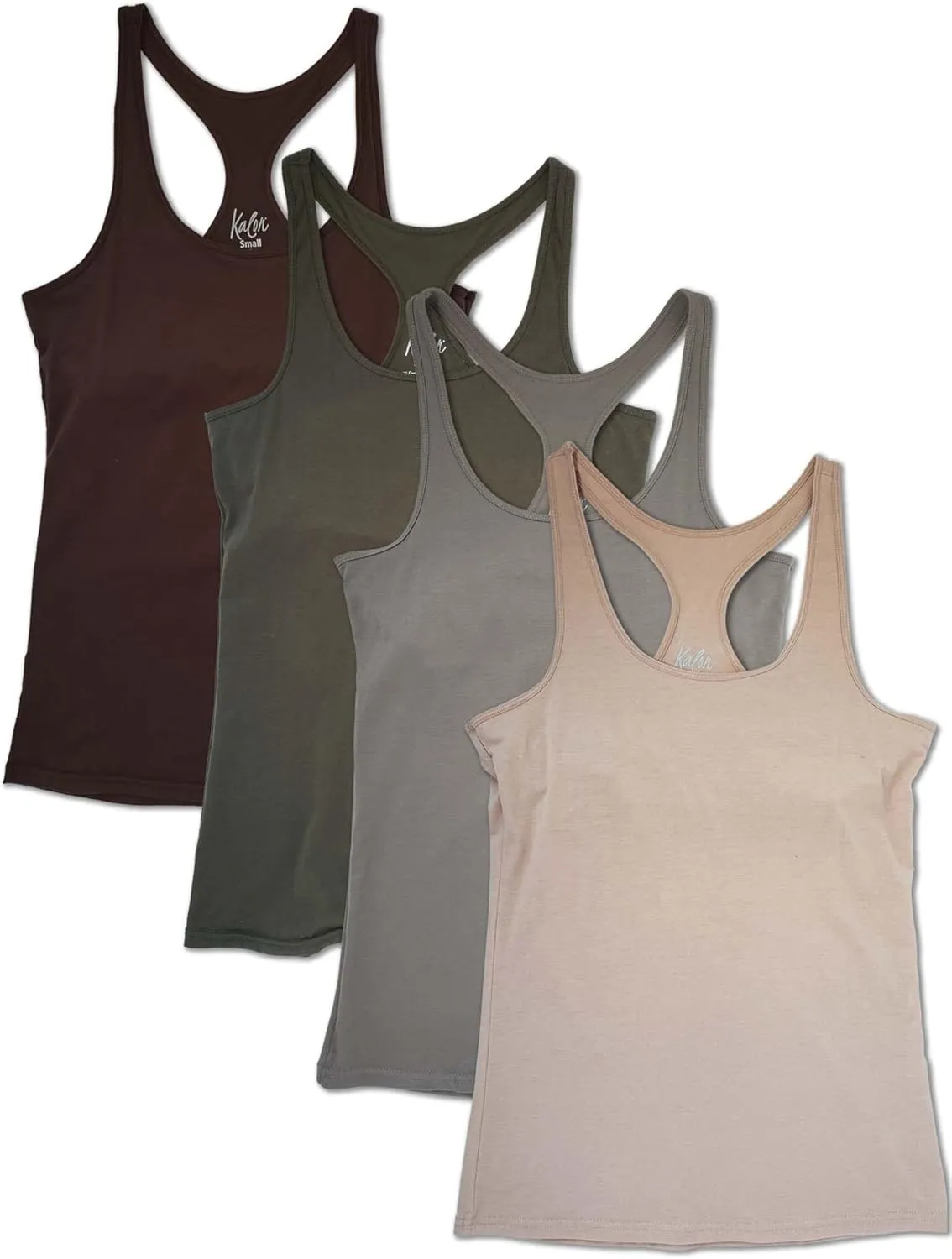 Kalon Women's 4-Pack Racerback Shelf Bra Camisole Base Layer