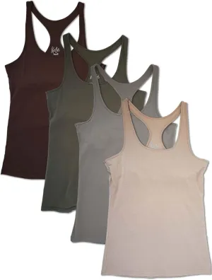 Kalon Women's 4-Pack Racerback Shelf Bra Camisole Base Layer