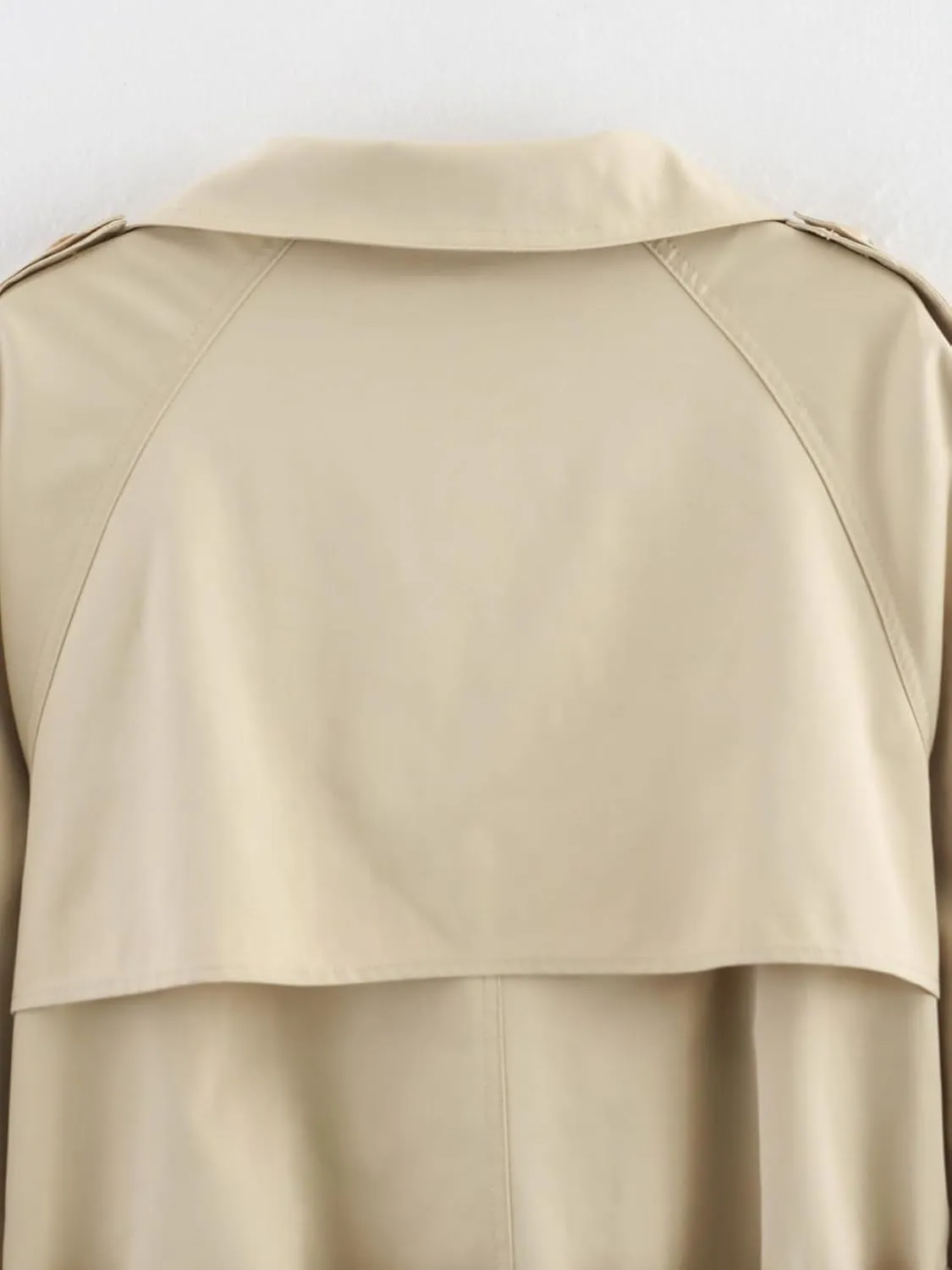 KEOMUD Women's Spring Fall Double Breasted Cropped Trench Coat,Casual Elegant Short Trench Coat Jacket for Street Wear