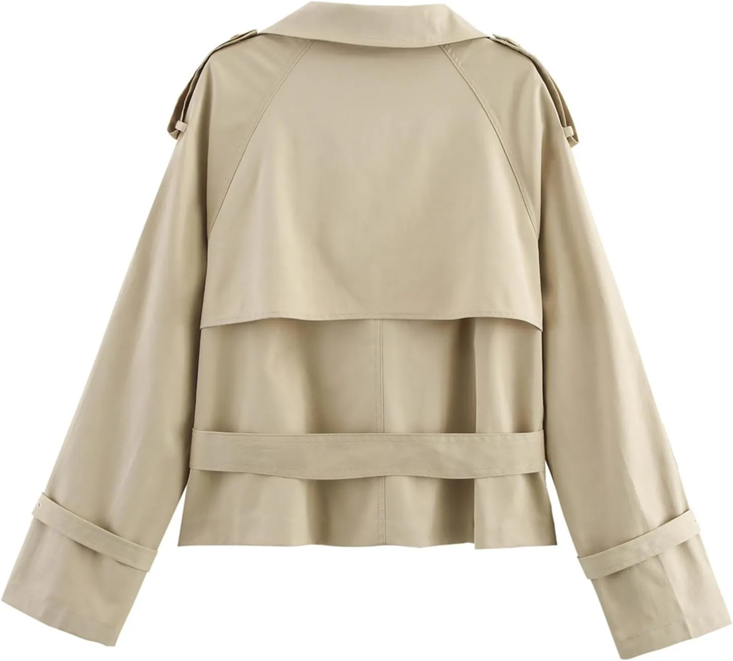 KEOMUD Women's Spring Fall Double Breasted Cropped Trench Coat,Casual Elegant Short Trench Coat Jacket for Street Wear