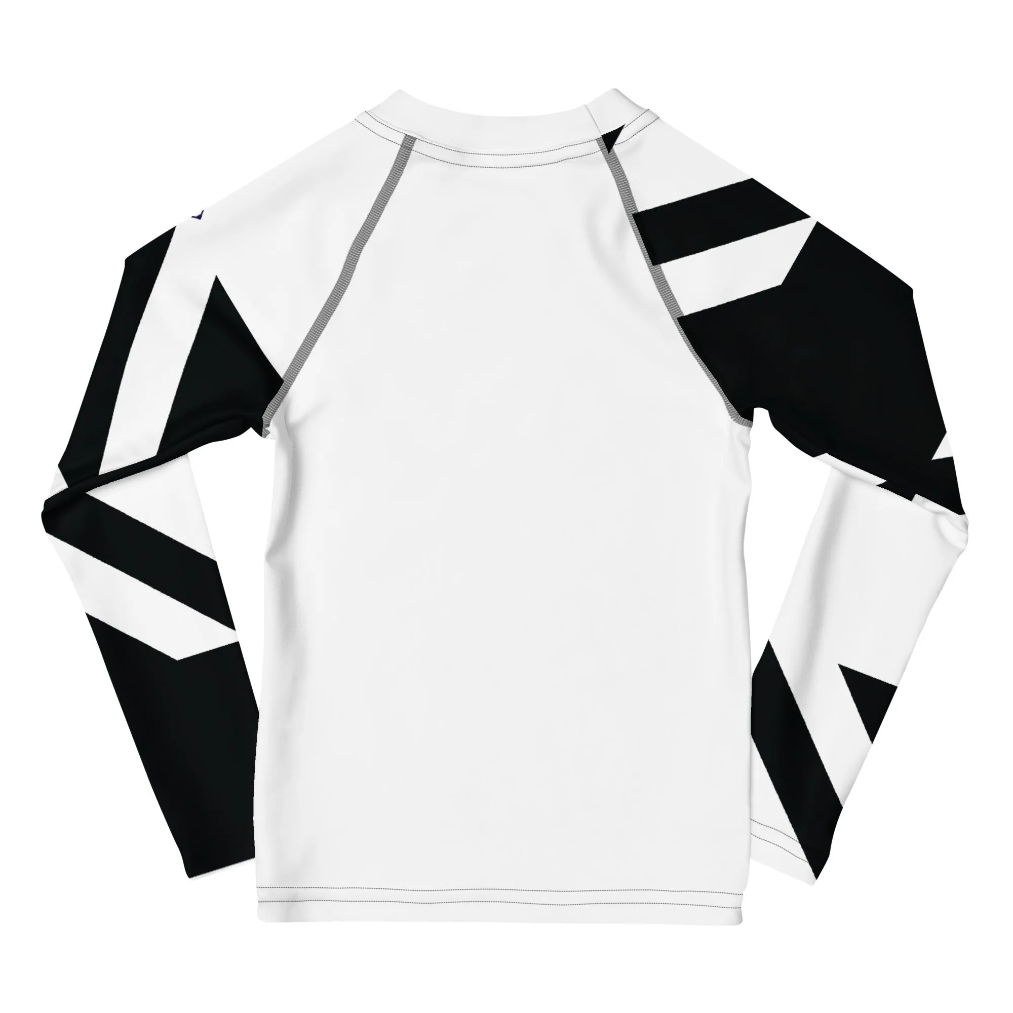 Kid's Boys Long Sleeve BJJ Rash Guard - Houndstooth 001 Blanc