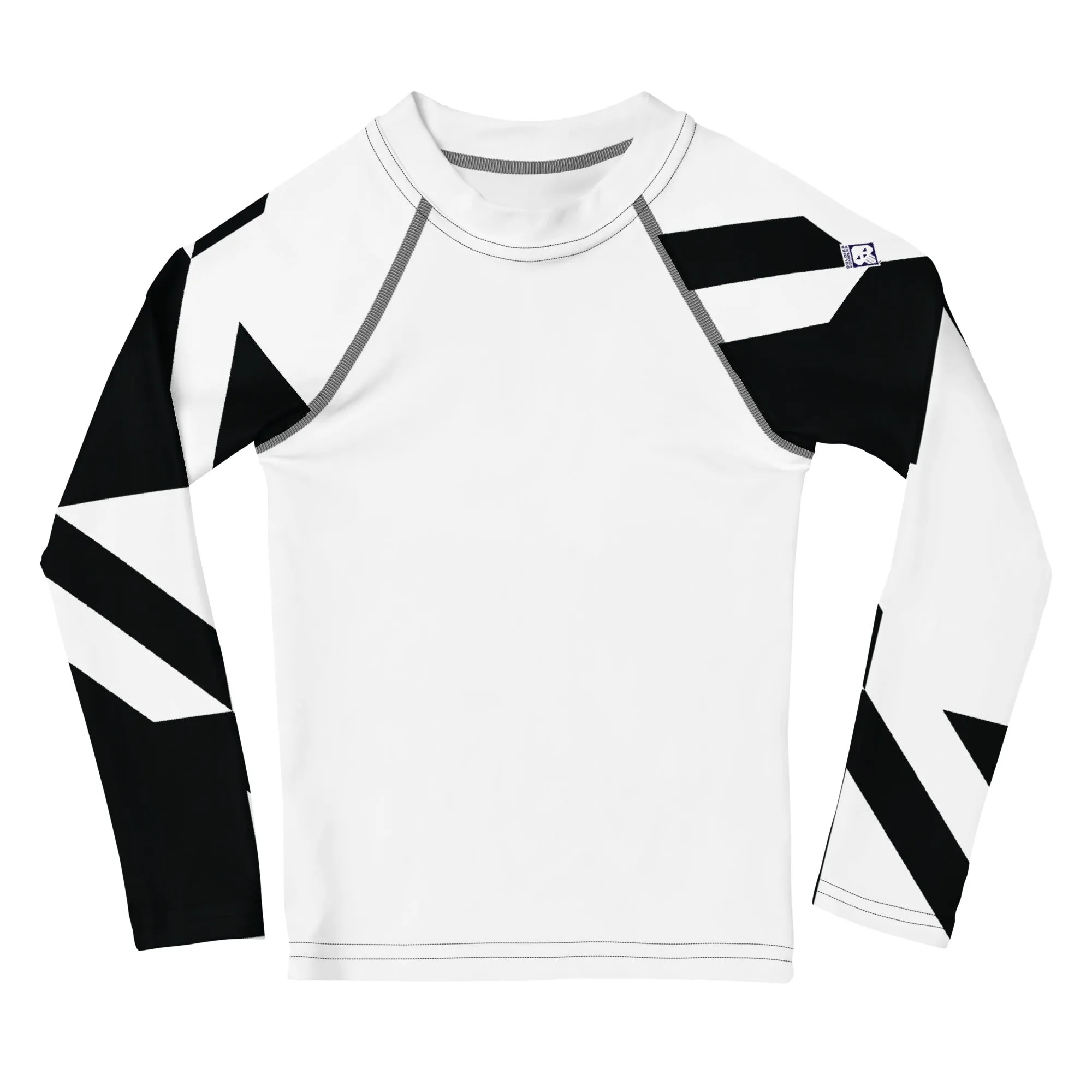 Kid's Boys Long Sleeve BJJ Rash Guard - Houndstooth 001 Blanc