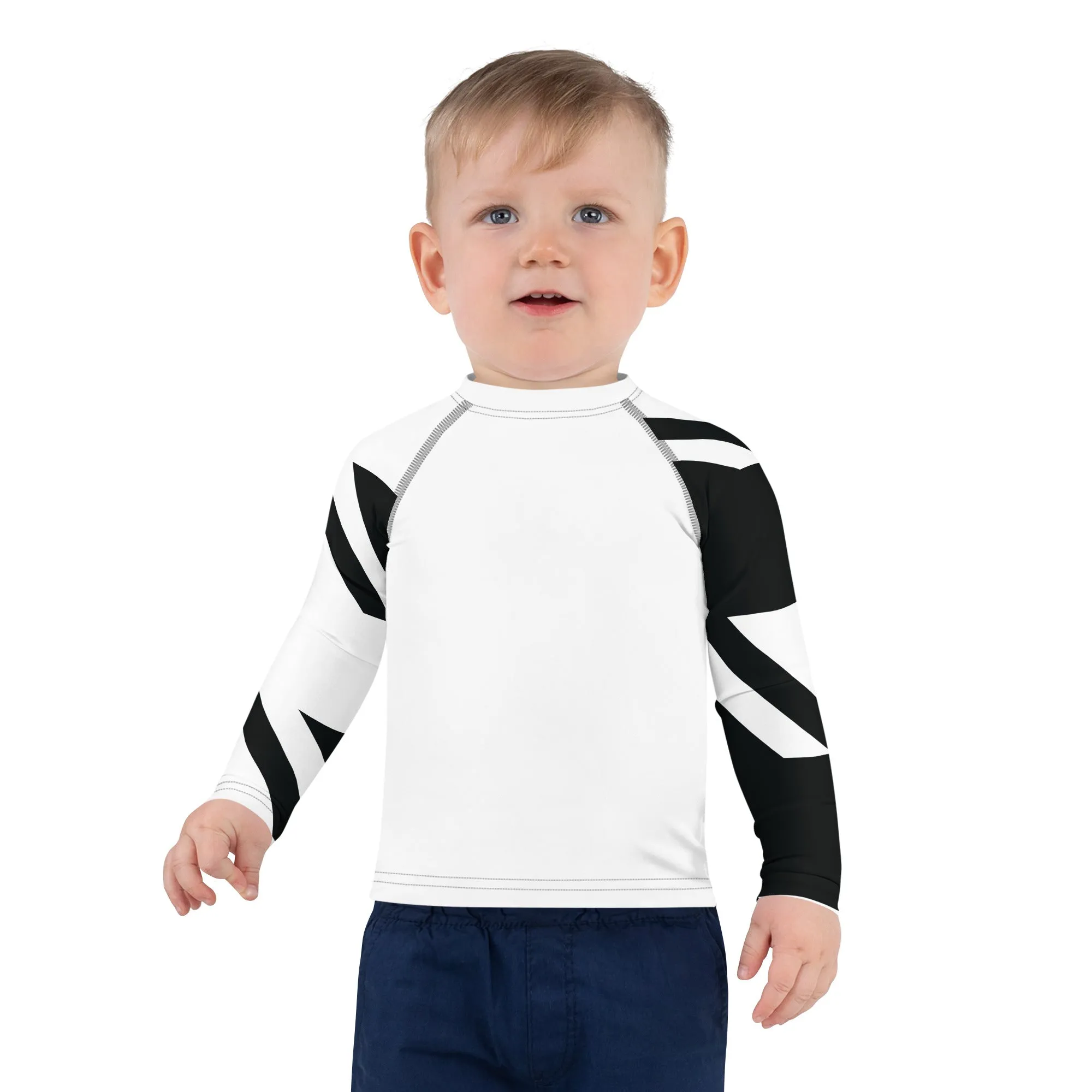 Kid's Boys Long Sleeve BJJ Rash Guard - Houndstooth 001 Blanc