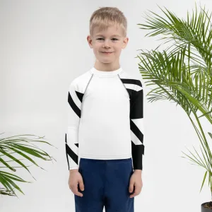 Kid's Boys Long Sleeve BJJ Rash Guard - Houndstooth 001 Blanc