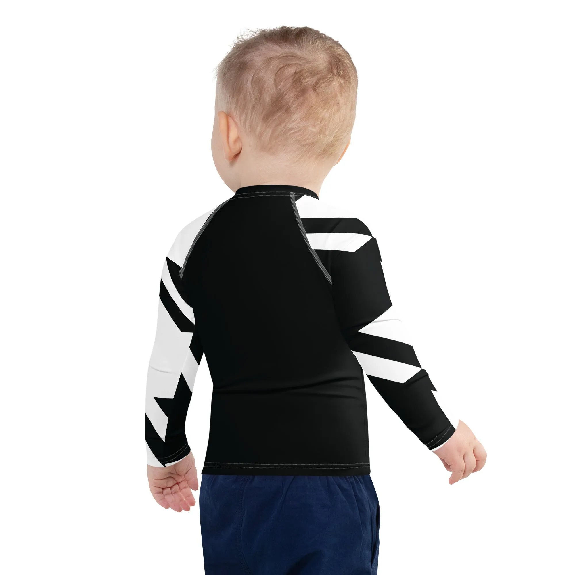 Kid's Boys Long Sleeve BJJ Rash Guard - Houndstooth 001 Noir