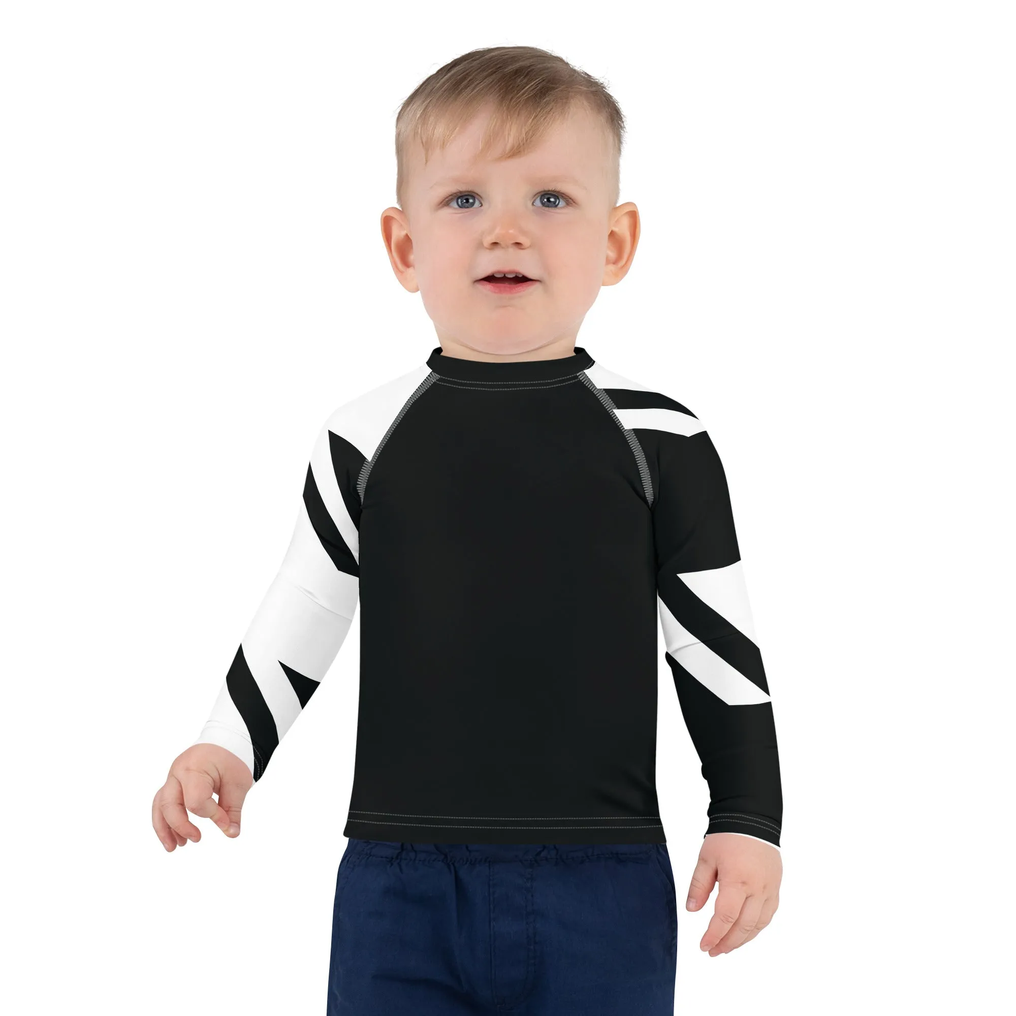 Kid's Boys Long Sleeve BJJ Rash Guard - Houndstooth 001 Noir