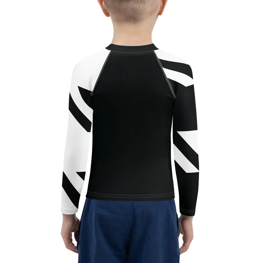 Kid's Boys Long Sleeve BJJ Rash Guard - Houndstooth 001 Noir
