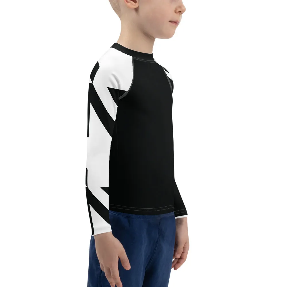 Kid's Boys Long Sleeve BJJ Rash Guard - Houndstooth 001 Noir