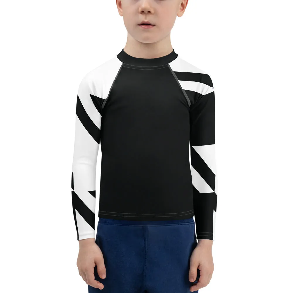Kid's Boys Long Sleeve BJJ Rash Guard - Houndstooth 001 Noir