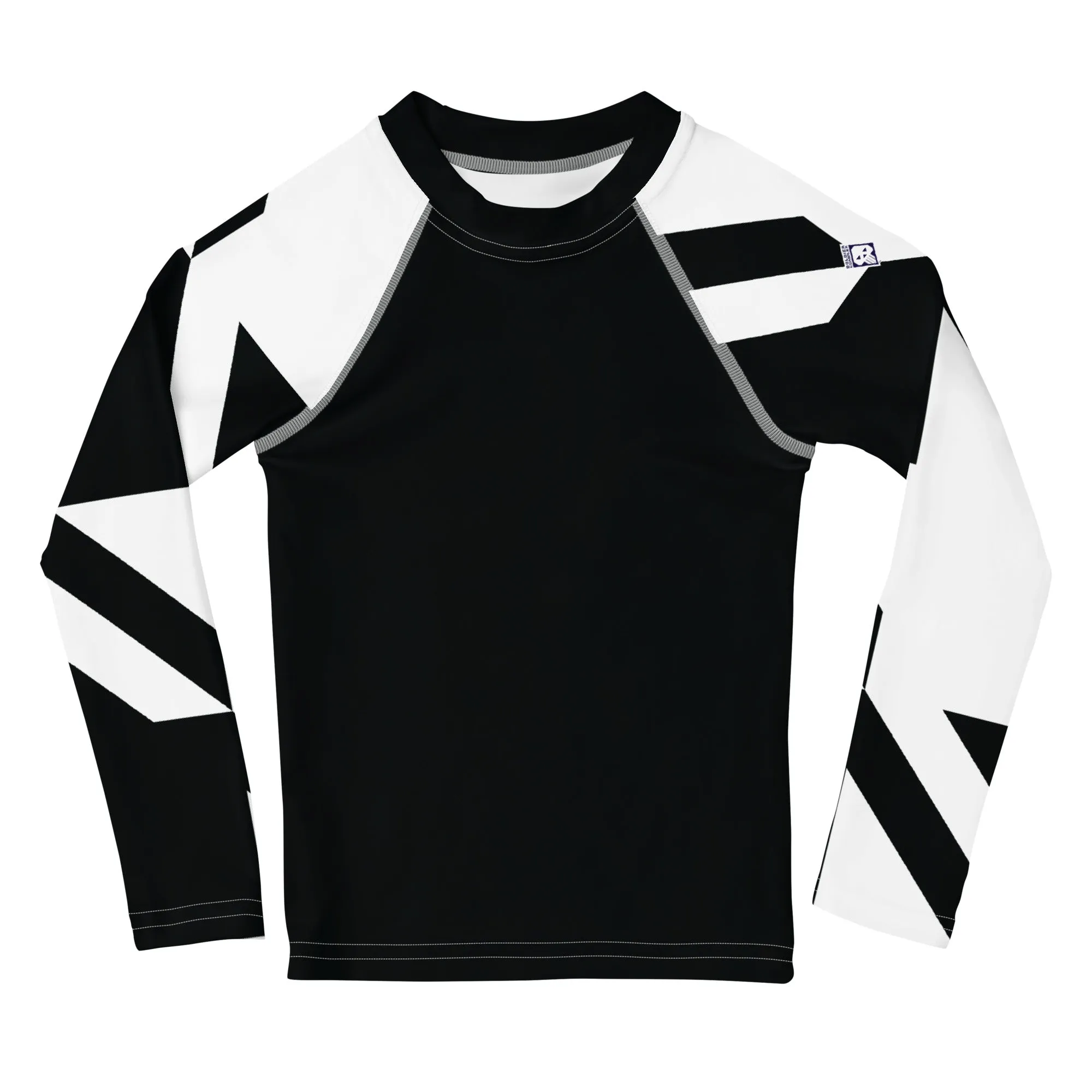 Kid's Boys Long Sleeve BJJ Rash Guard - Houndstooth 001 Noir