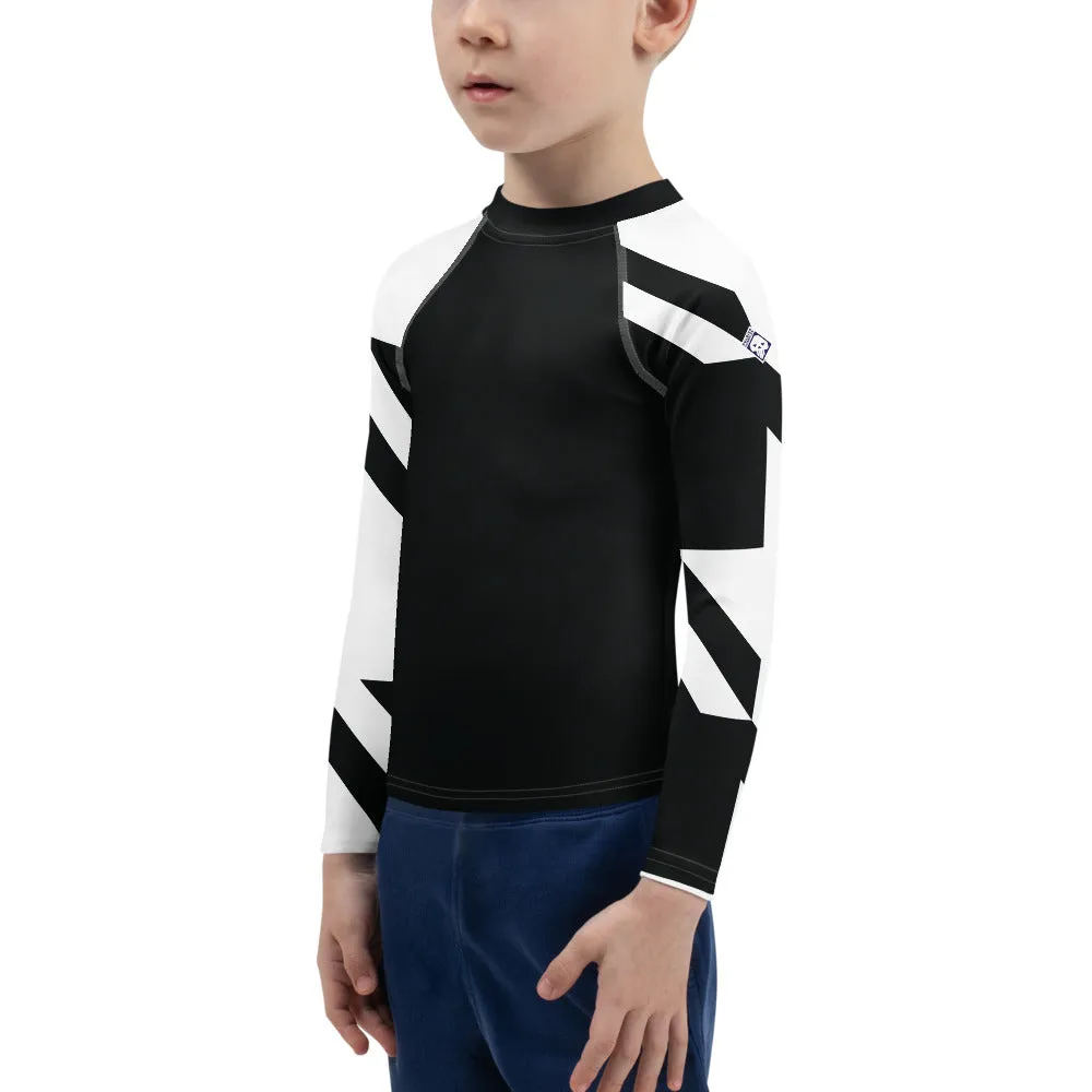 Kid's Boys Long Sleeve BJJ Rash Guard - Houndstooth 001 Noir
