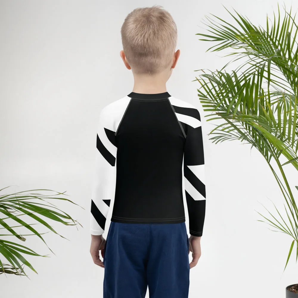 Kid's Boys Long Sleeve BJJ Rash Guard - Houndstooth 001 Noir