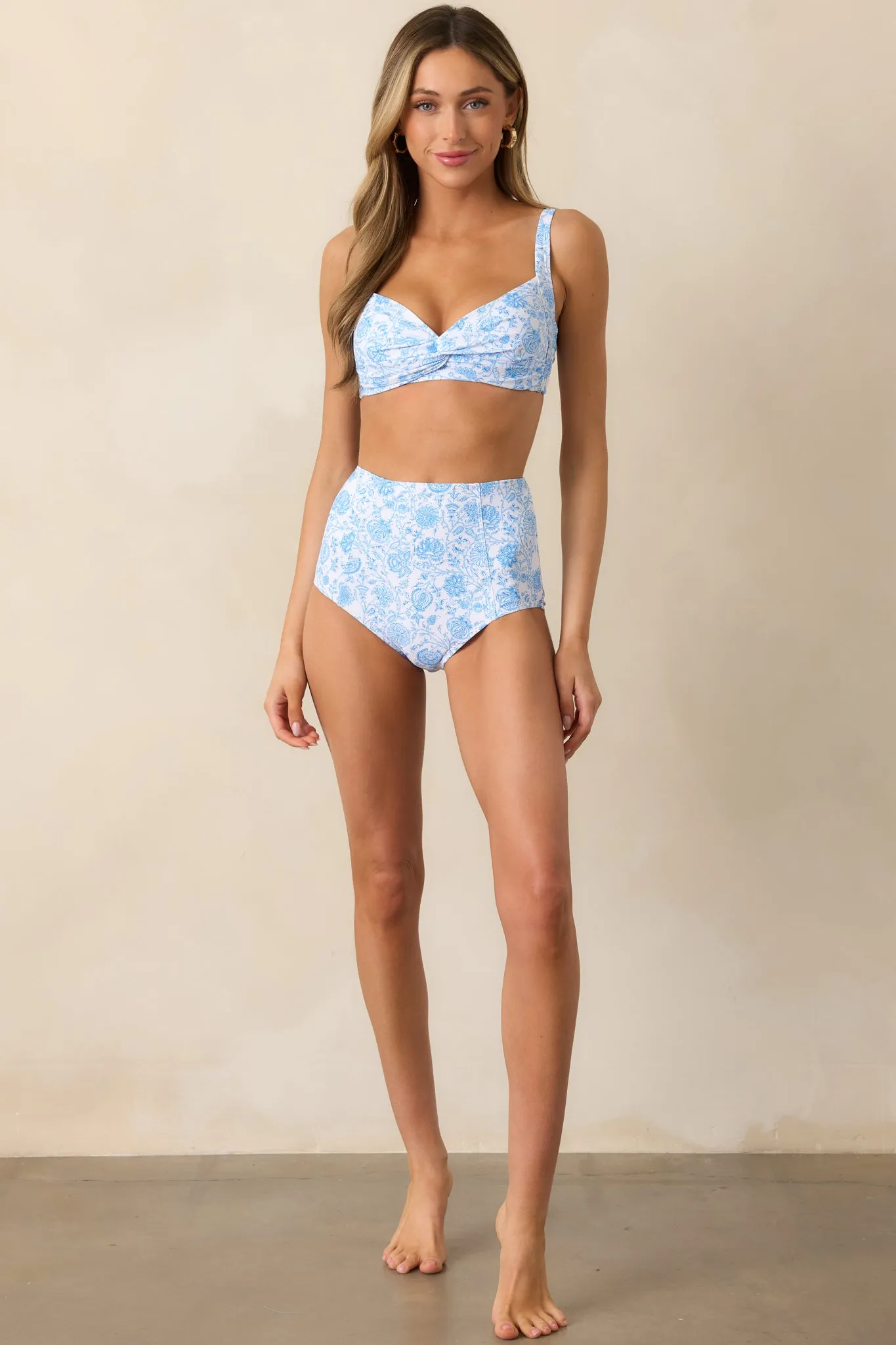 Kindred Spirits Blue Floral Bikini Top