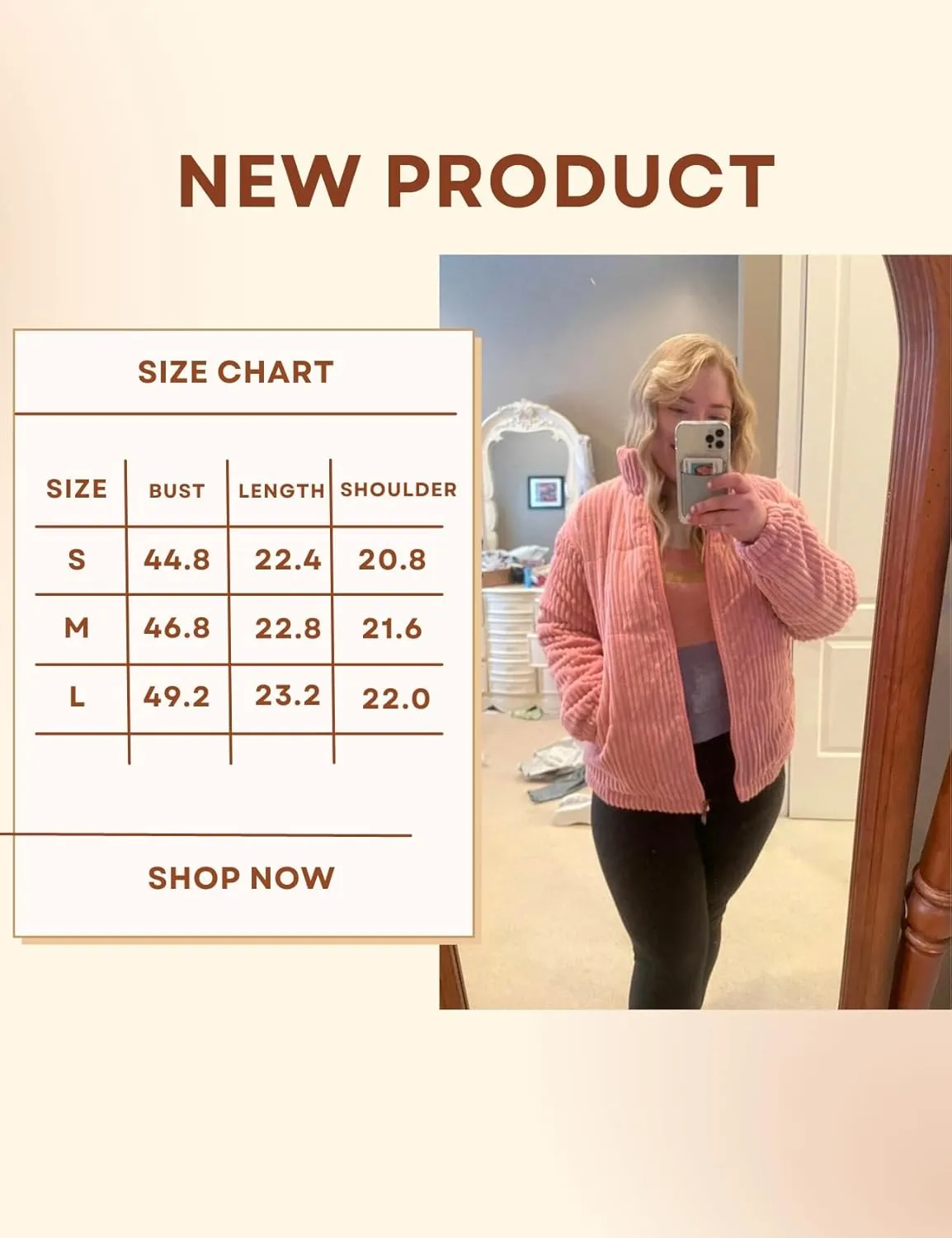 Kissonic Women's Winter Puffer Down Corduroy Jacket Lightweight Padded Jacket