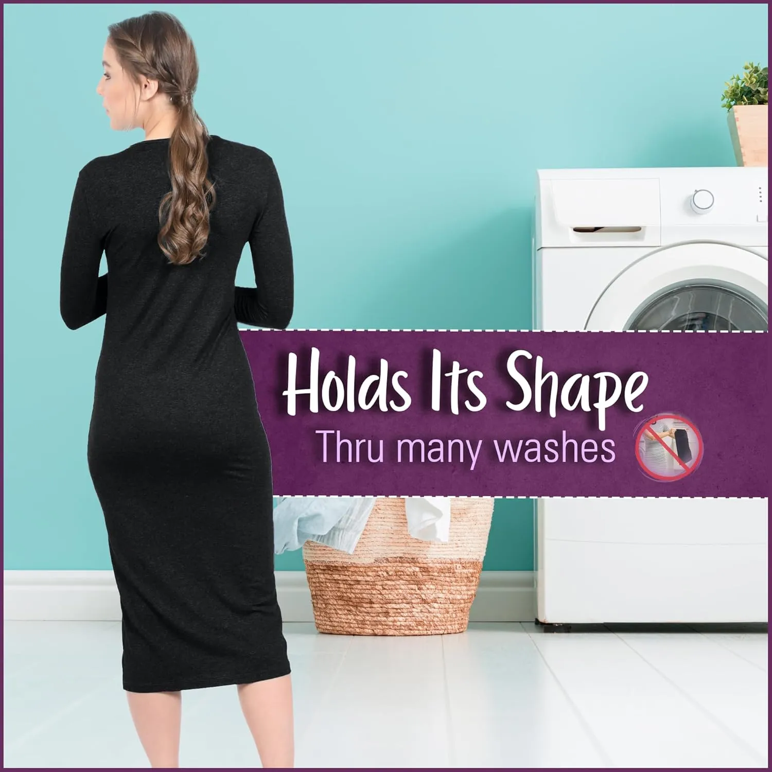 Kosher Casual Women's Modest Knee Length 3/4 Sleeve Layering Midi Dress