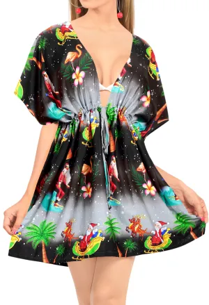 LA LEELA Christmas Santa claus Hawaii Cardigan Girl OSFM 14-24 [L-3X] Black_2140