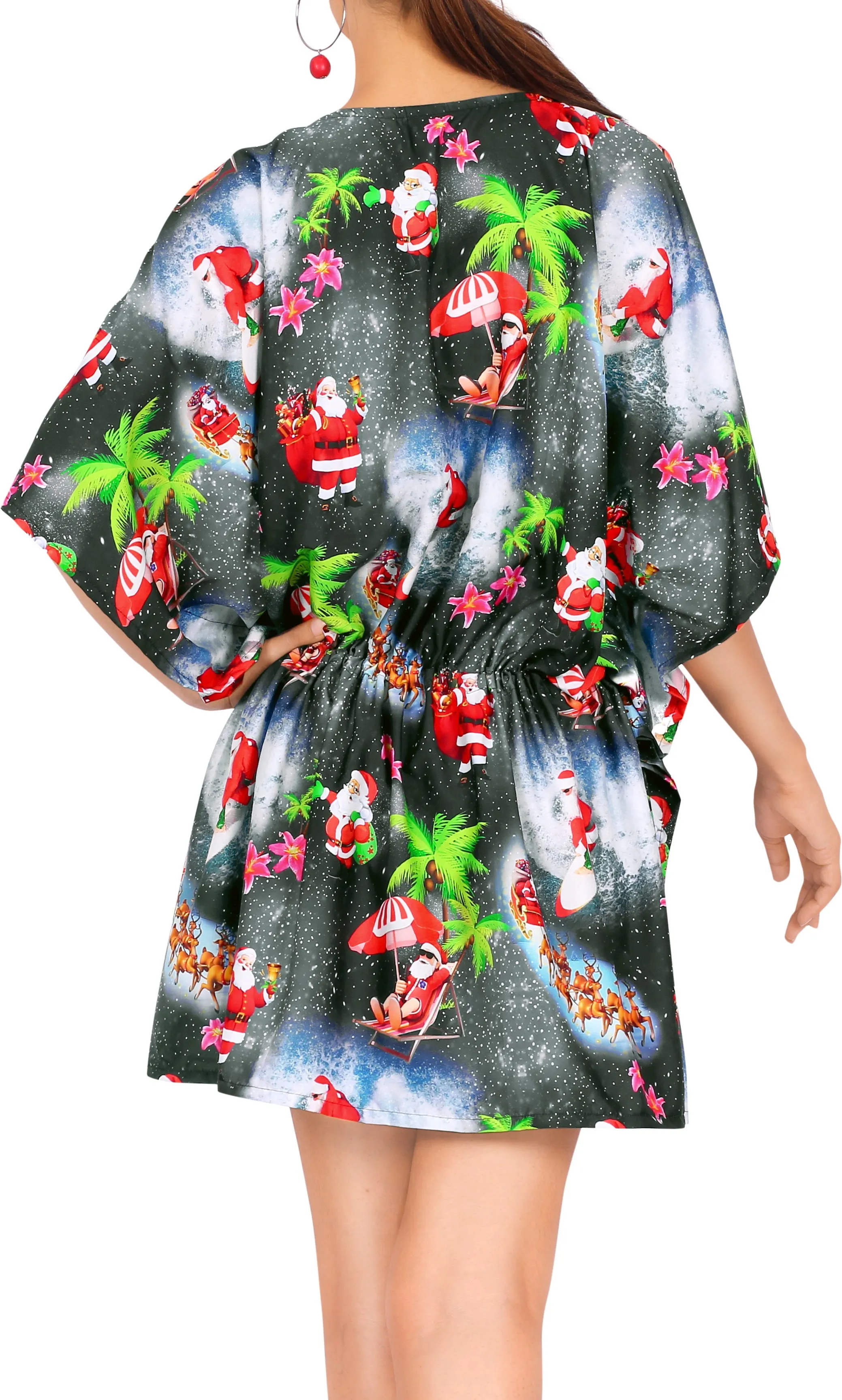 LA LEELA Santa Claus Bikini Christmas Cover up Black_X795 OSFM 16-28W[XL- 4X]