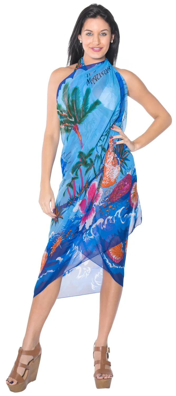 LA LEELA Women's Beach Cover Up Bikini Sarong Swimsuit Wrap 69"x42" Teal_E173