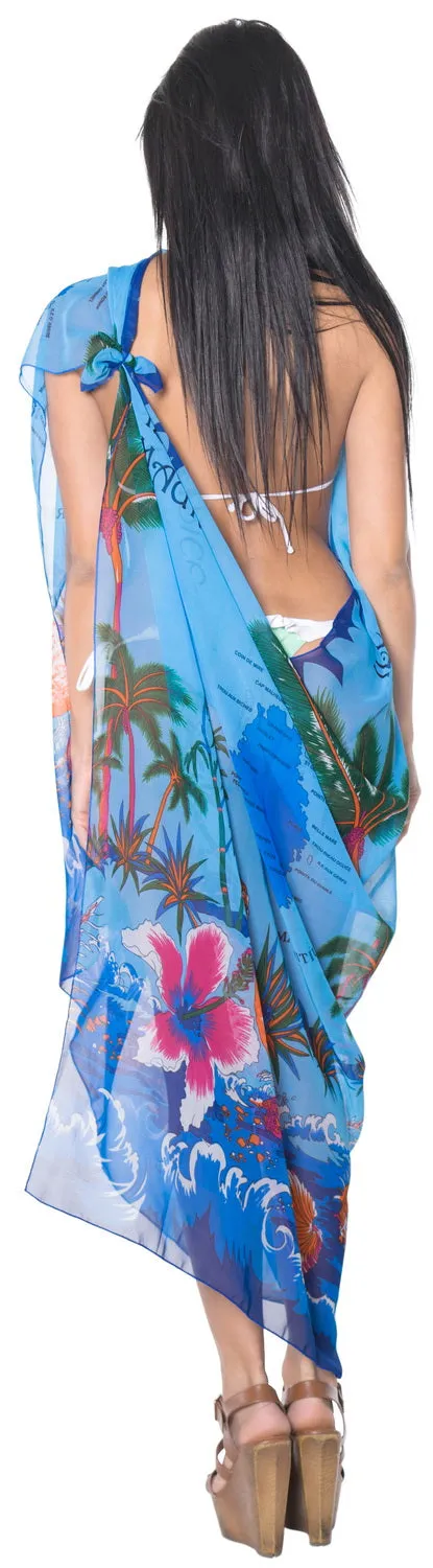 LA LEELA Women's Beach Cover Up Bikini Sarong Swimsuit Wrap 69"x42" Teal_E173