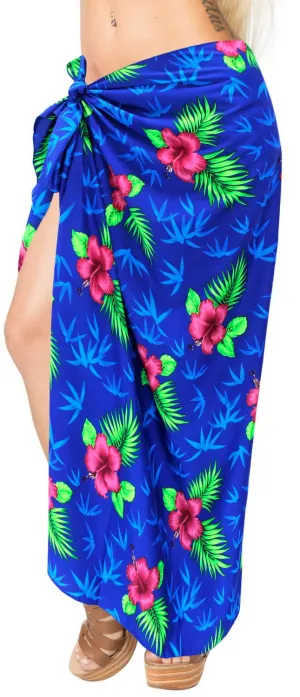 LA LEELA Women's Swimsuit Cover Up Summer Beach Wrap Skirt One Size Blue_O424