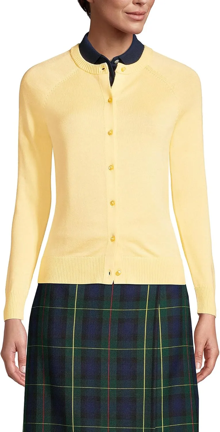 Lands' End School Uniform Young Women's Cotton Modal Cardigan Sweater