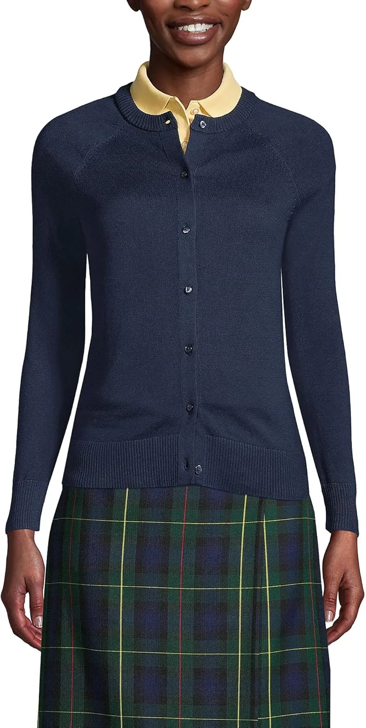 Lands' End School Uniform Young Women's Cotton Modal Cardigan Sweater