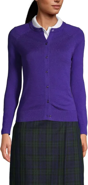 Lands' End School Uniform Young Women's Cotton Modal Cardigan Sweater