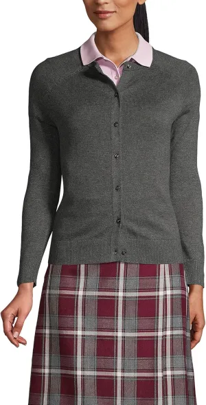 Lands' End School Uniform Young Women's Cotton Modal Cardigan Sweater