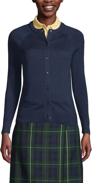 Lands' End School Uniform Young Women's Cotton Modal Cardigan Sweater