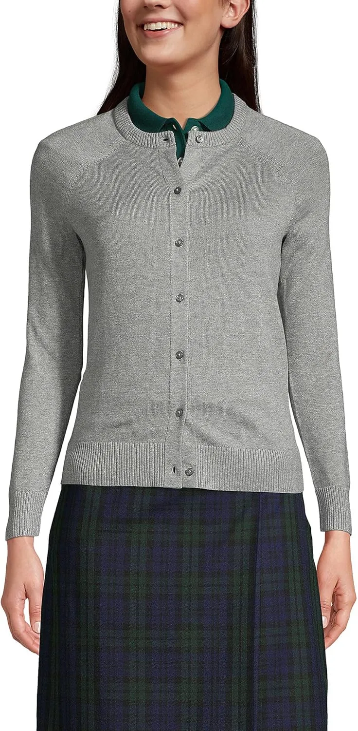 Lands' End School Uniform Young Women's Cotton Modal Cardigan Sweater