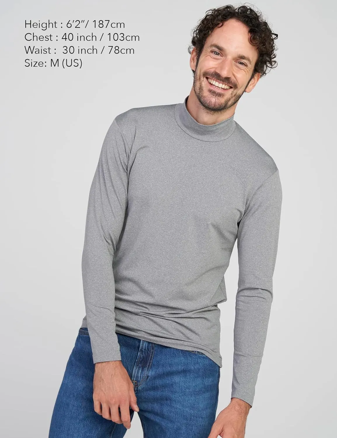 LAPASA Mens Thermal Underwear Top Fleece Mock Neck Long Sleeve Shirt Base Layer Undershirt Lightweight Midweight M102/M123