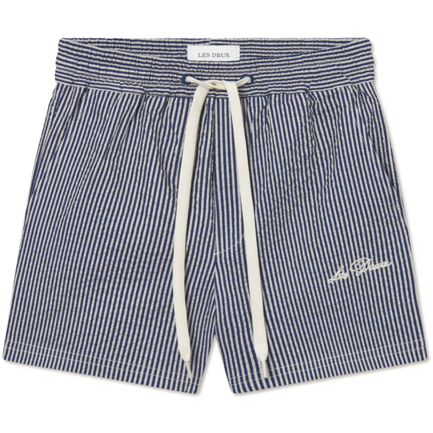 Les Deux Kids Light Sand/Blueprint Stan Stripe Seersucker Swim Shorts