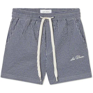 Les Deux Kids Light Sand/Blueprint Stan Stripe Seersucker Swim Shorts