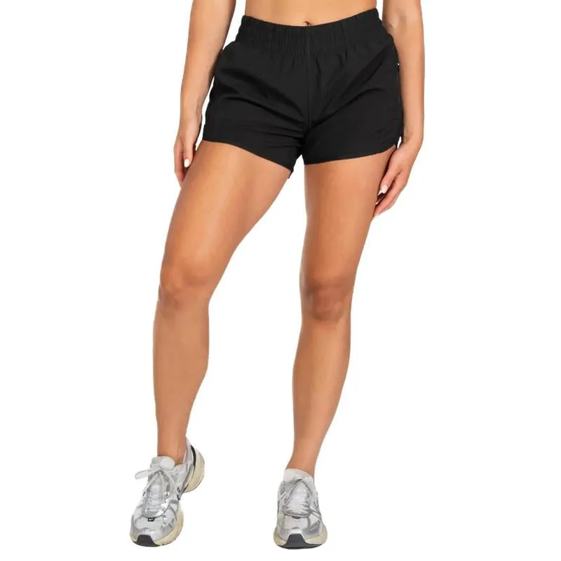 Level up Shorts - Black - Women Mid-Rise Running and Gym Shorts with Secure Pockets and Adjustable Waist