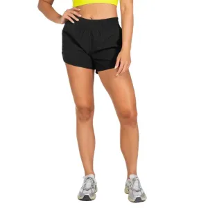 Level up Shorts - Black - Women Mid-Rise Running and Gym Shorts with Secure Pockets and Adjustable Waist