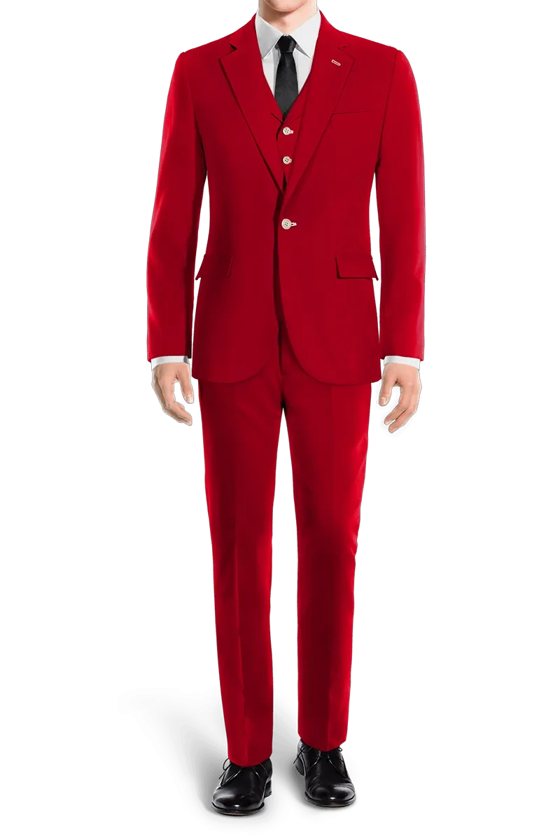 Light Red Slim fit 3 piece 1-Button Suit