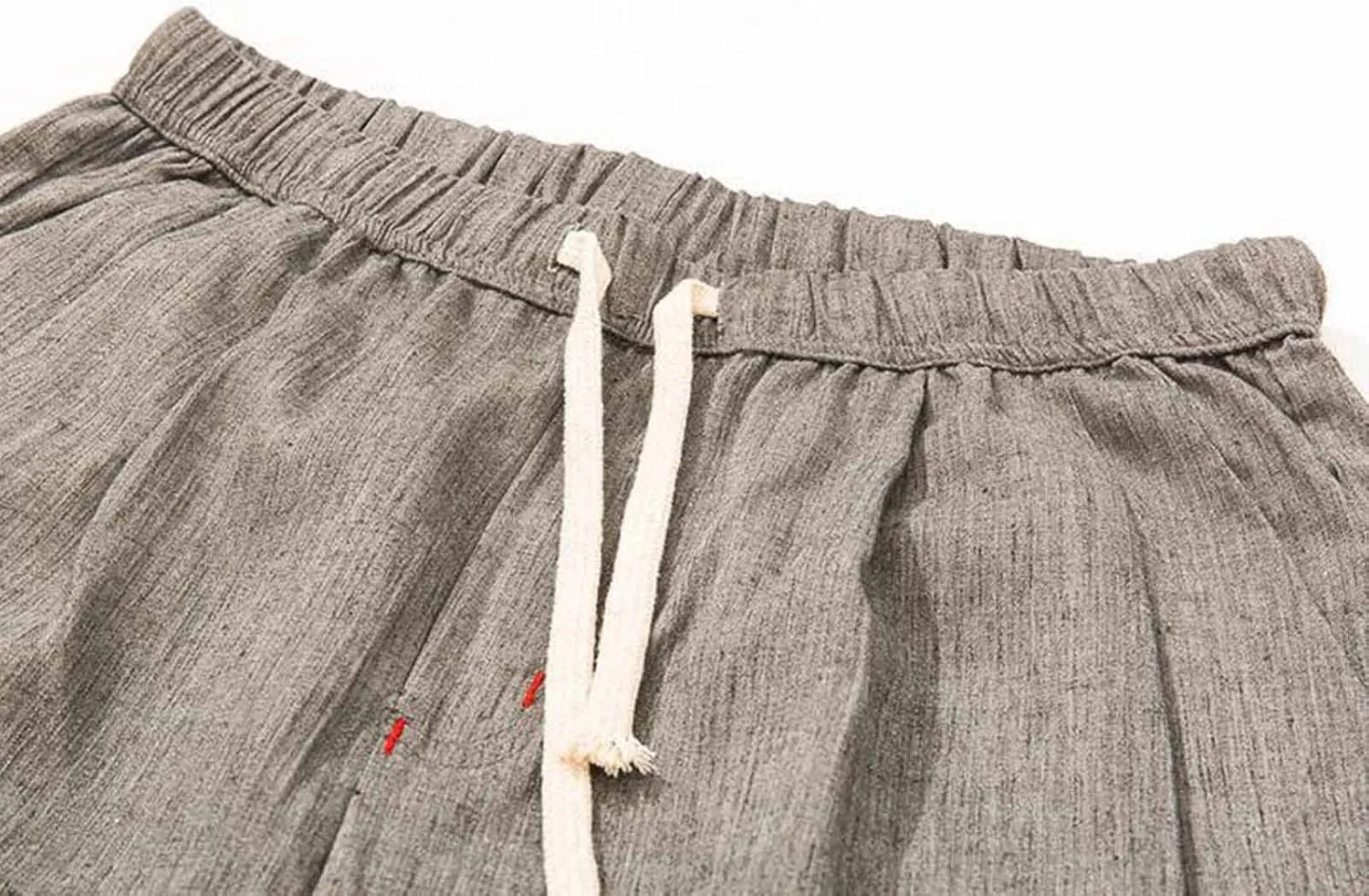 Linen Pants Men Beach Casual Drawstring Elastic Waist Beach Yoga Pants Summer Lightweight Trousers with Pockets