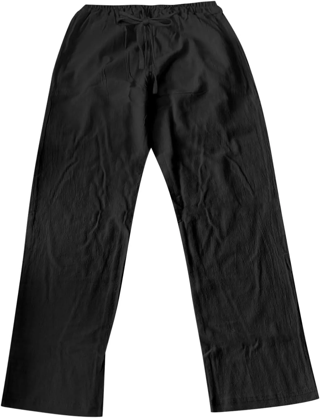 Linen Pants Men Tapered Leg Casual Elastic Waist Summer Beach Pants Lightweight Breathable Yoga Vacation Trousers