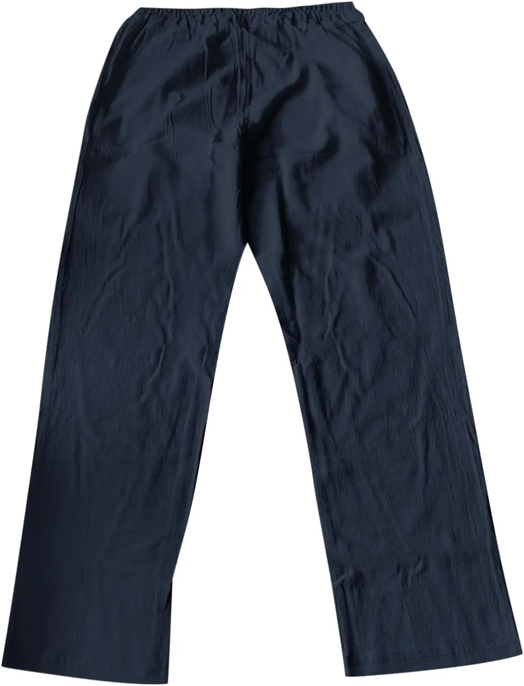 Linen Pants Men Tapered Leg Casual Elastic Waist Summer Beach Pants Lightweight Breathable Yoga Vacation Trousers