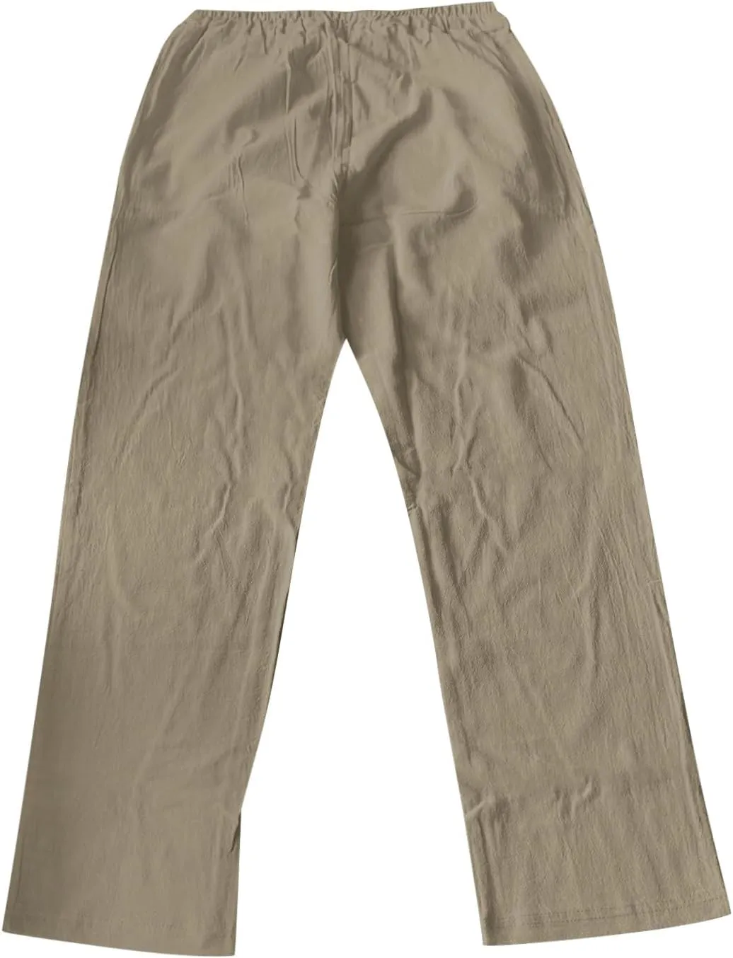 Linen Pants Men Tapered Leg Casual Elastic Waist Summer Beach Pants Lightweight Breathable Yoga Vacation Trousers