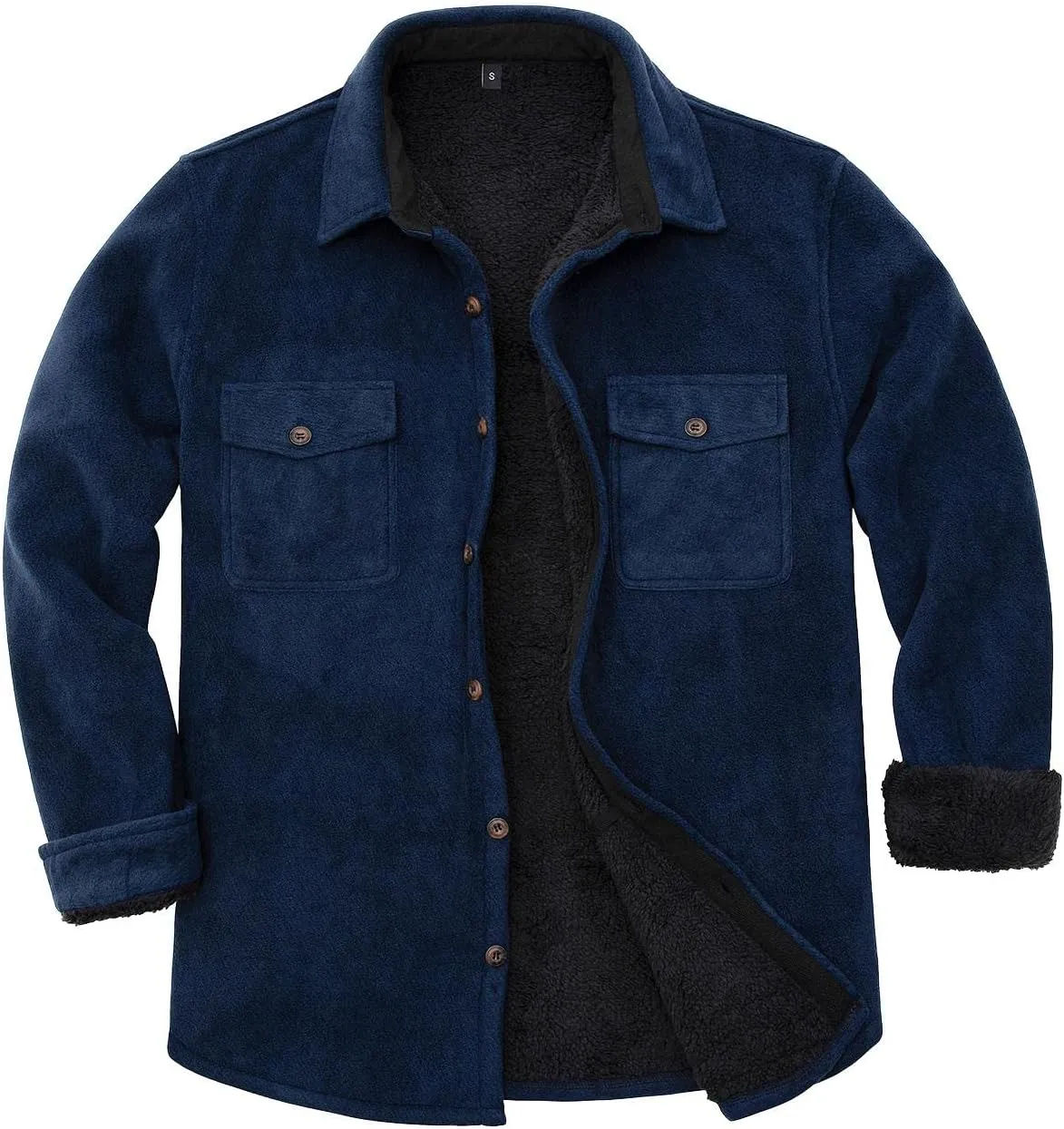Lisskolo Men's Warm Sherpa Flannel Shirt Jacket Heavy Fleece Lined Plaid Button Up Jackets