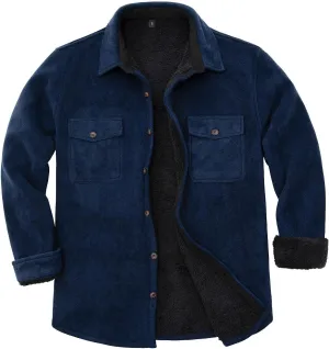Lisskolo Men's Warm Sherpa Flannel Shirt Jacket Heavy Fleece Lined Plaid Button Up Jackets