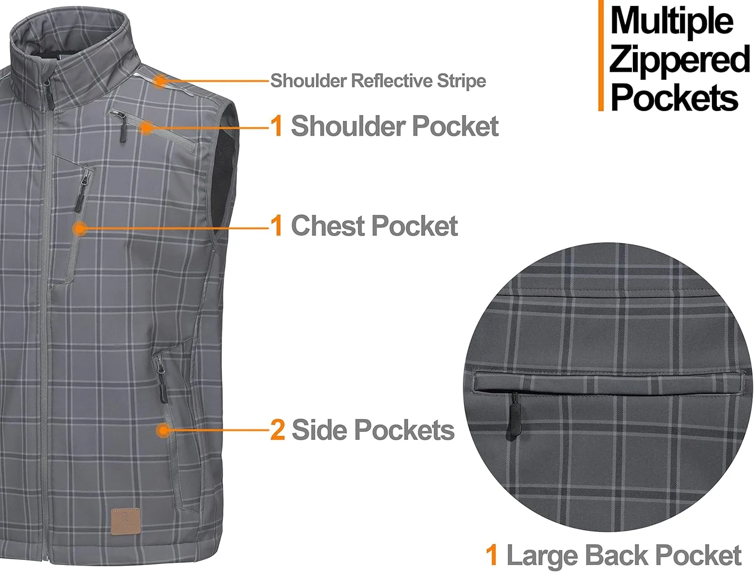 Little Donkey Andy Men's Lightweight Fleece Lined Softshell Vest Windproof Sleeveless Jacket for Hiking Travel Golf