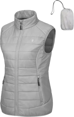 Little Donkey Andy Women's Packable Lightweight Puffer Vest with Recycled Insulation for Running Hiking