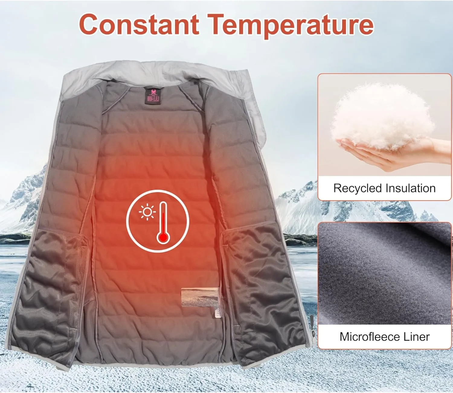 Little Donkey Andy Women's Packable Lightweight Puffer Vest with Recycled Insulation for Running Hiking