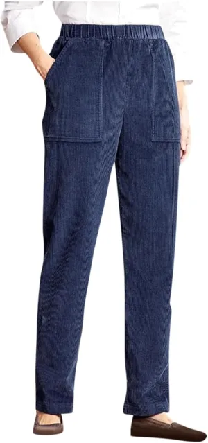 LOAIHA Corduroy Pants for Women Casual Drawstring Elastic High Waist Straight Leg Pants Trousers with Pockets